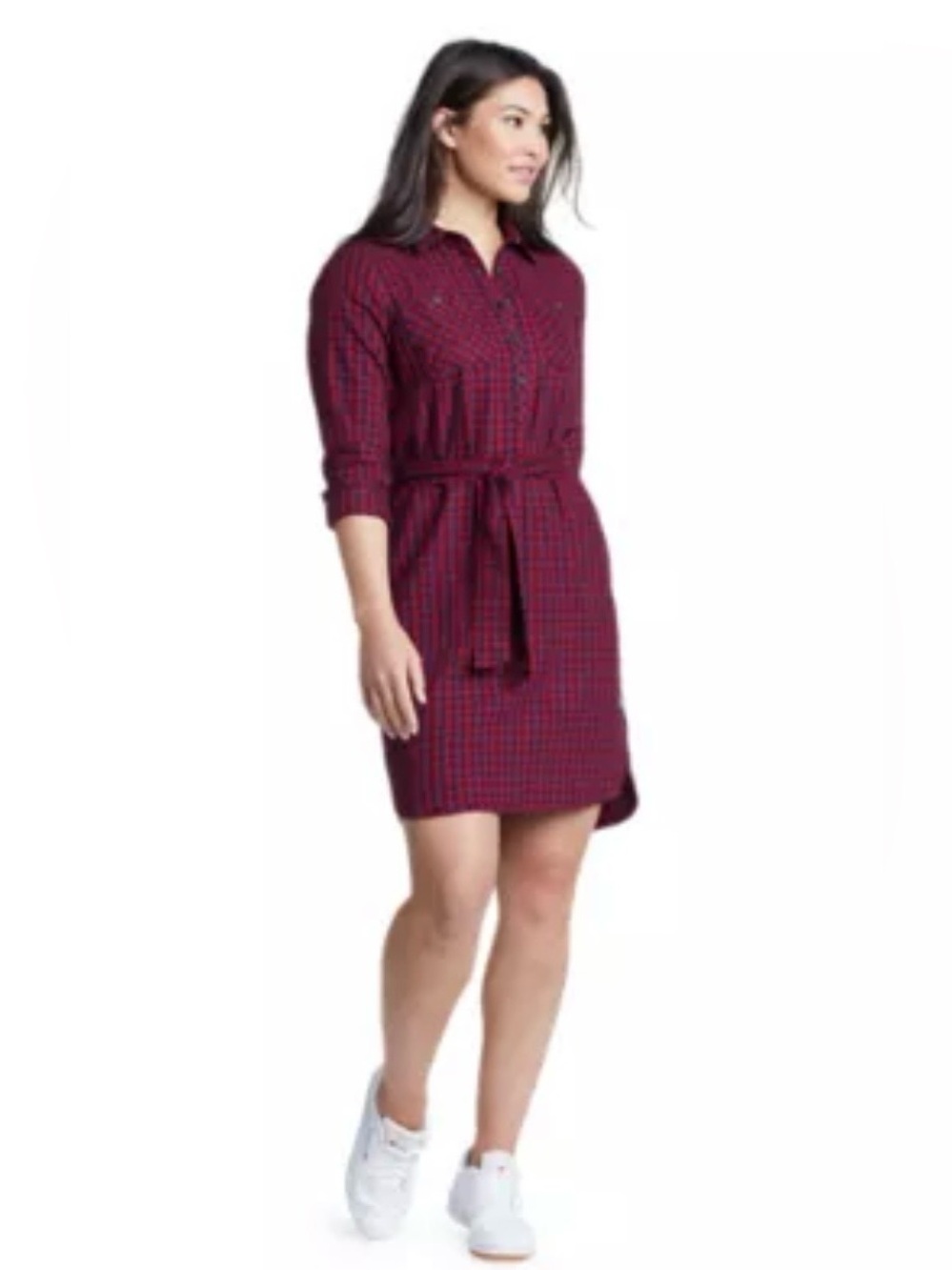 Eddie Bauer Women’s Fremont Flannel Wine Colored Shirt Dress in Sz. Medium